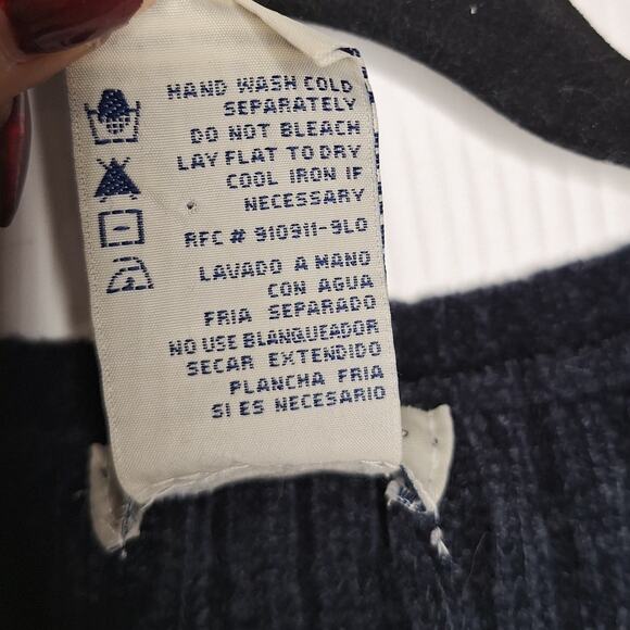 Vintage Y2K Argyle Chenille Sweater Women Large 12/14 Academia Preppy White Stag - Picture 6 of 8